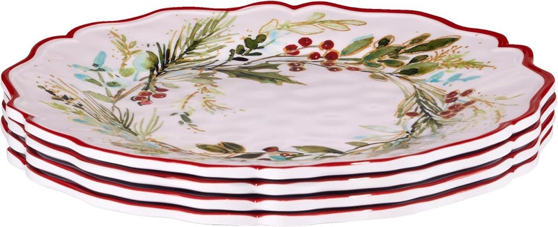 Certified International أطباق عشاء ميلامين معتمدة دوليًا لمناسبات عيد الميلاد 11 بوصة مجموعة من 4 - Image 2
