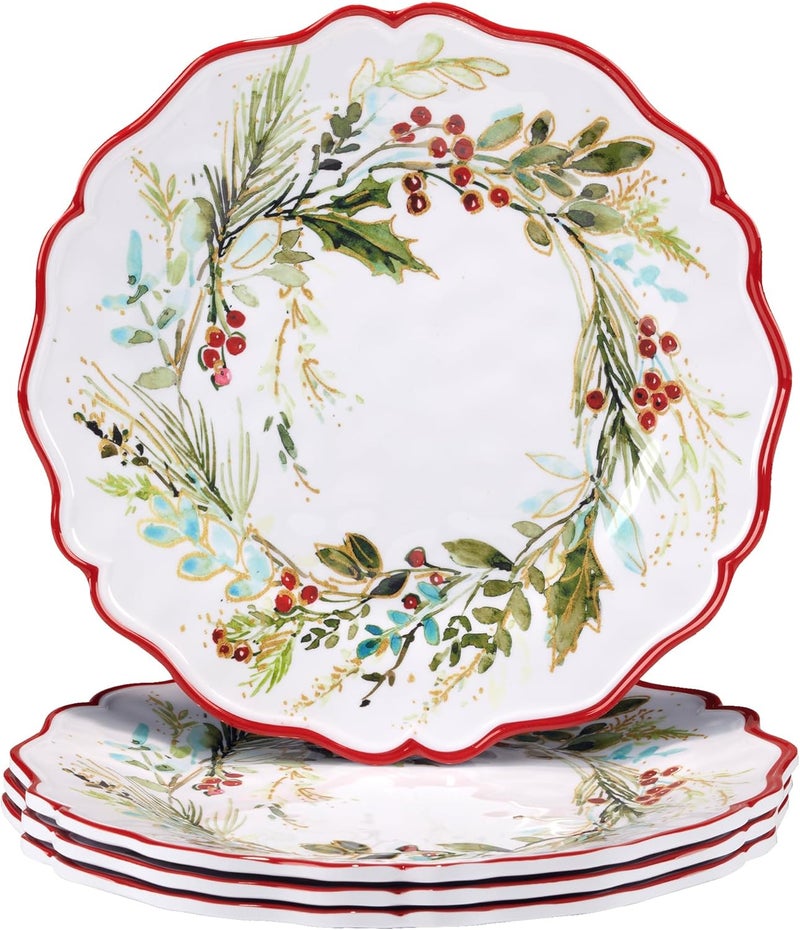 Certified International أطباق عشاء ميلامين معتمدة دوليًا لمناسبات عيد الميلاد 11 بوصة مجموعة من 4 - Image 1