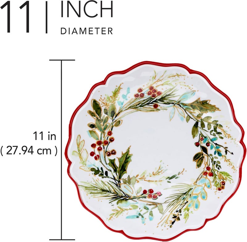 Certified International أطباق عشاء ميلامين معتمدة دوليًا لمناسبات عيد الميلاد 11 بوصة مجموعة من 4 - Image 3