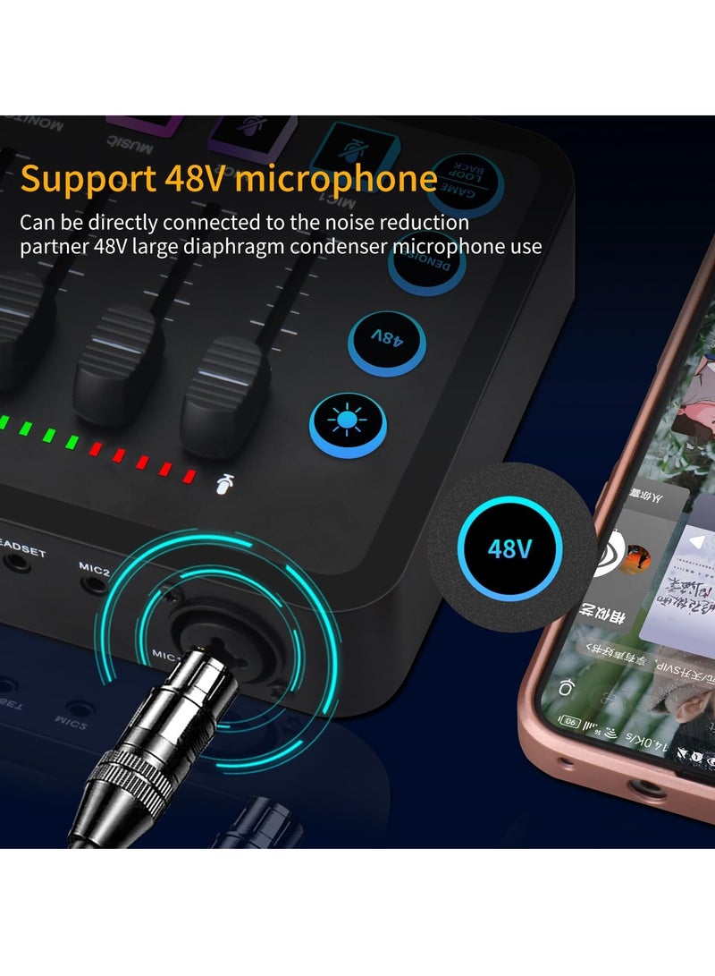 General F9 Podcast Equipment Bundle, Audio Mixer DJ Device, All-in-One Live Sound Card with BM-800 Microphone, for Podcast Recording, PC, Smartphone, YouTube, TikTok Live Streaming Microphone Set  - Image 4