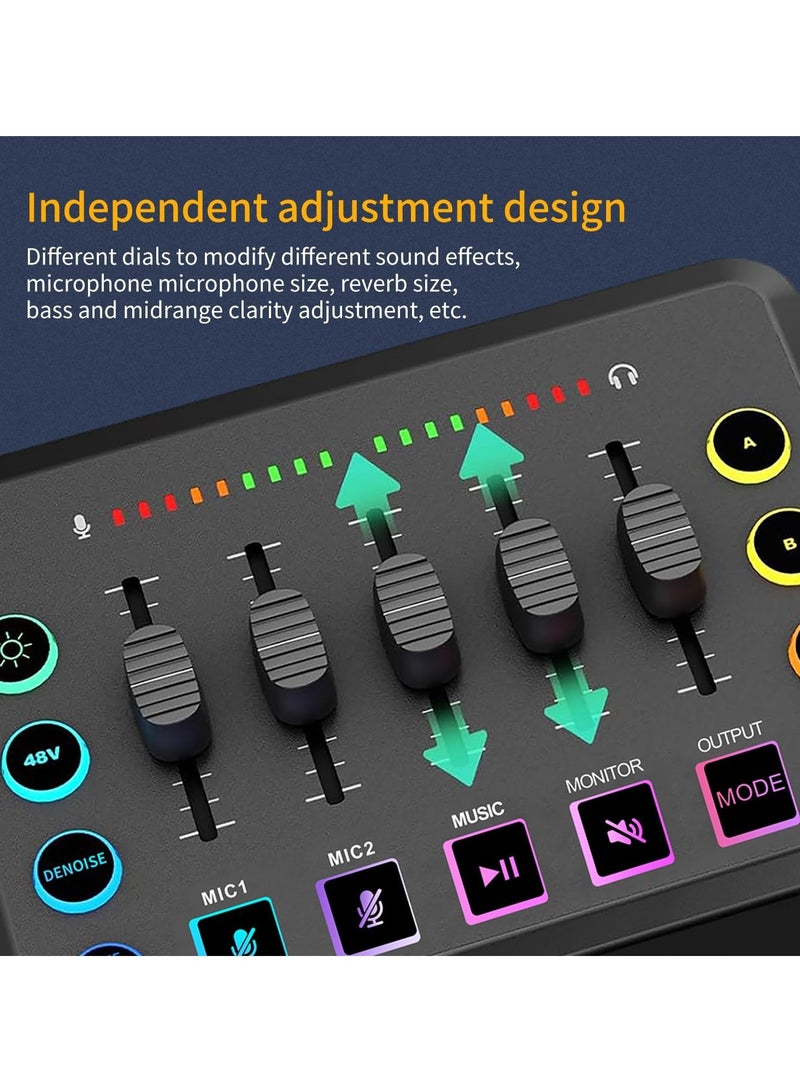 General F9 Podcast Equipment Bundle, Audio Mixer DJ Device, All-in-One Live Sound Card with BM-800 Microphone, for Podcast Recording, PC, Smartphone, YouTube, TikTok Live Streaming Microphone Set  - Image 5