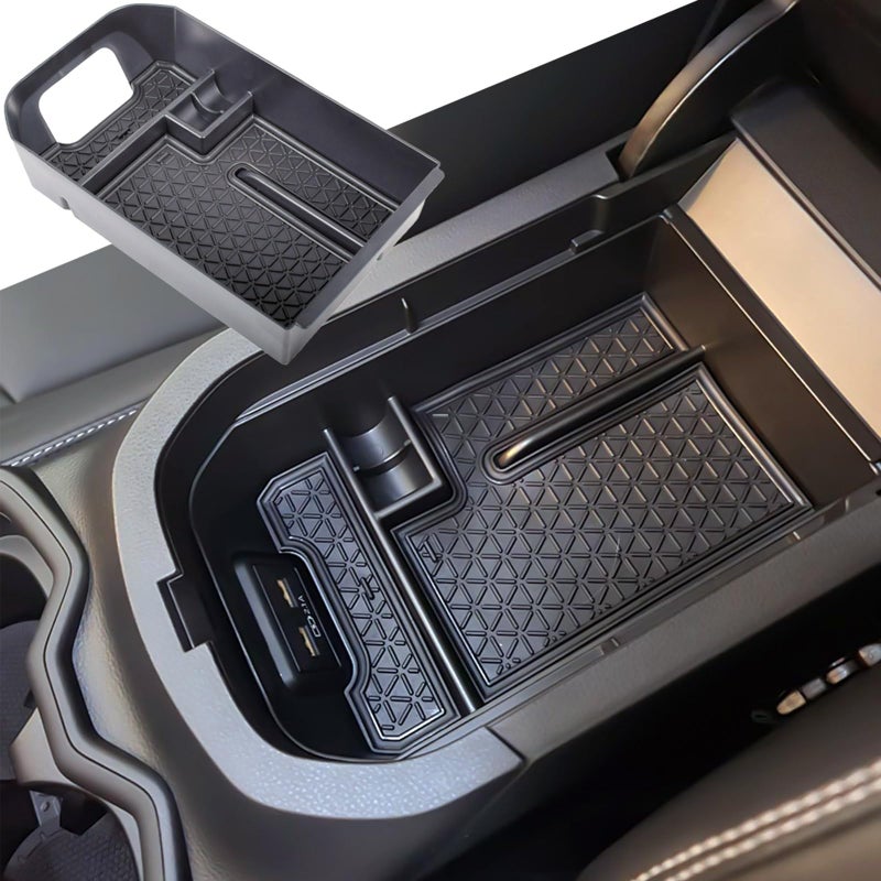 TACORBO Center Console Organizer Compatible with Toyota RAV4 2019 2021 2020 2022 2023 2024 2025 and 20212024 2025 RAV4 Prime Accessories Armrest Secondary Storage Box Insert Tray Black Trim