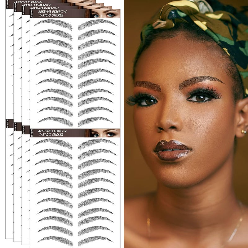 Aresvns 4D Tattoo Eyebrows 99 Pairs Newly Improved Good Looking Black Eyebrows Tattoo Waterproof and LongLastingPopular Eyebrow ShapesSuitable SizesBrow Transfer Sticker for Women Christmas Gift