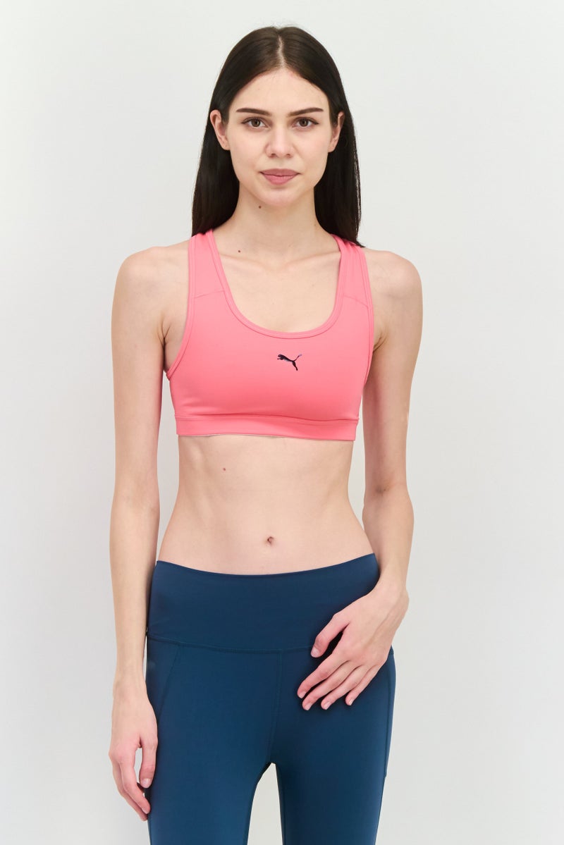 PUMA Women Non Padded Brand Logo Training Sport Bra, Pink - Image 1
