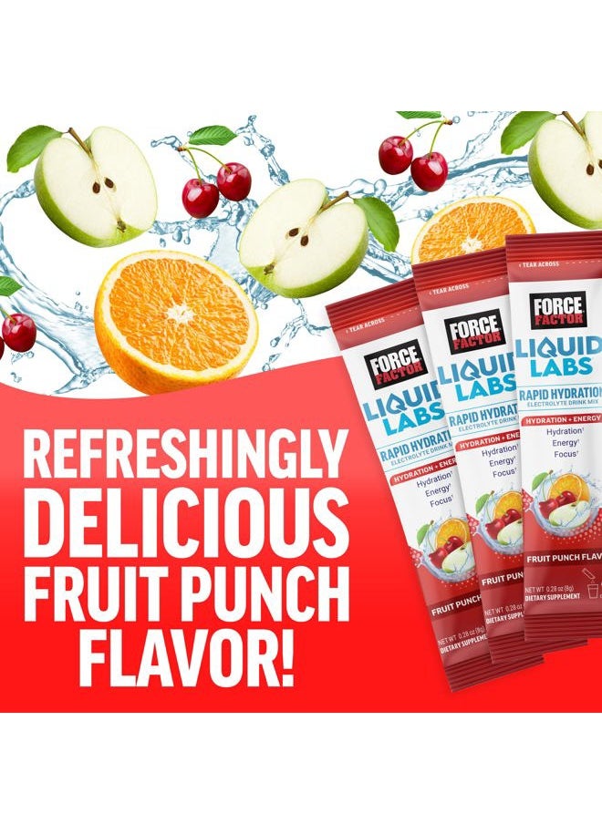 Force Factor FORCE FACTOR Liquid Labs Energy Drink, Electrolytes Powder, Hydration Packets to Boost Energy & Focus, 5 Essential Electrolytes, Vitamins, Minerals, & Antioxidants, Fruit Punch Flavor, 20 Stick Packs  - Image 3