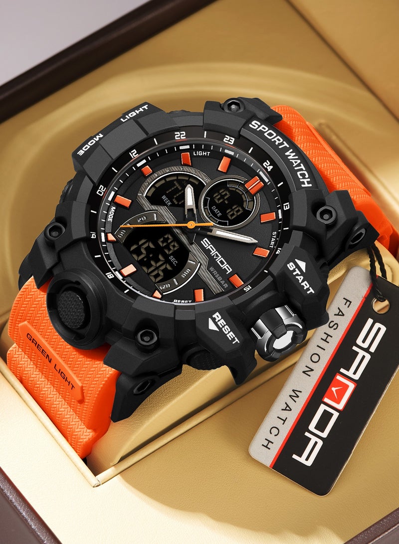 Sanda Fashionable Cool Night Light Dual Screen Multi functional Outdoor Sports Waterproof Men's Electronic Watch - Image 1