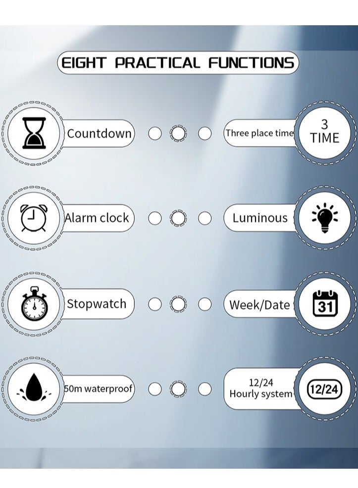 Sanda Fashionable Cool Night Light Dual Screen Multi functional Outdoor Sports Waterproof Men's Electronic Watch - Image 5