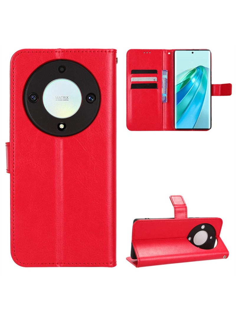 Honor X9a 5G Case Cove Premium PU Leather Magnetic Flip Case Cover with Card Holder and Kickstand Anti-loss Strap Protector  - Image 2