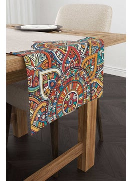 Cango Home Cream Multicolored Ramadan Themed Mandala Patterned Digital Printed Runner CGH1290-RN  - Image 1