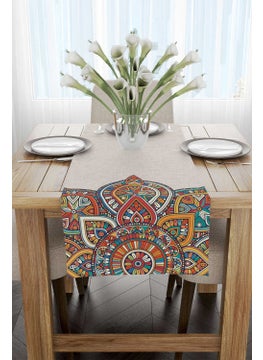 Cango Home Cream Multicolored Ramadan Themed Mandala Patterned Digital Printed Runner CGH1290-RN  - Image 2