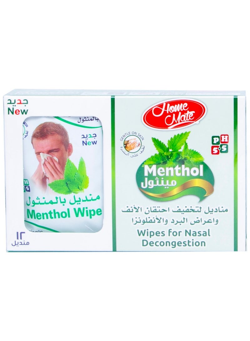 Home Mate Menthol Wipes For Nasal Decongestion 12 Wipes - Image 3