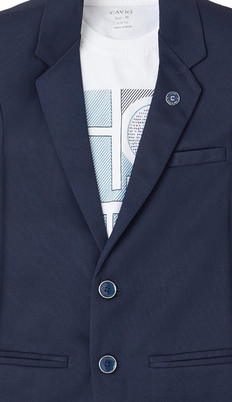 CAVIO Boys Regular Fit Solid Blazer and T-Shirt - Image 5