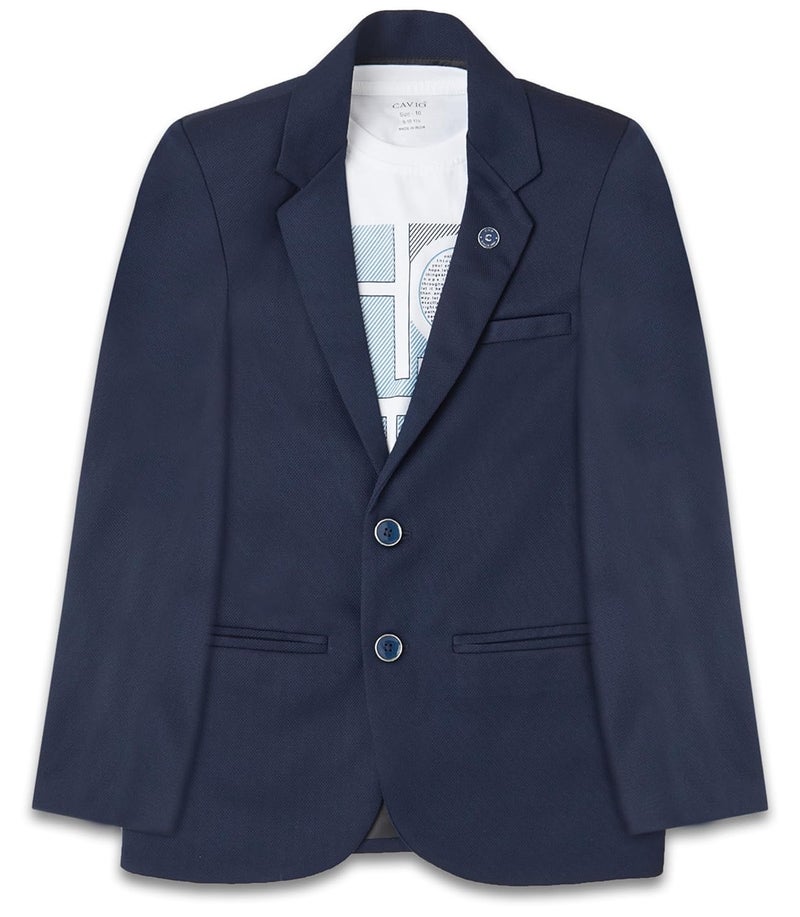 CAVIO Boys Regular Fit Solid Blazer and T-Shirt - Image 1