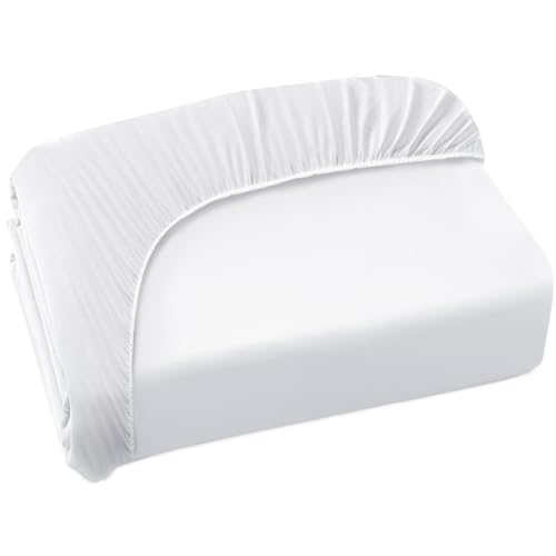 Coldwind Twin Fitted Sheet Only, Twin Size Sheets for Kids Up to 12 Inches Deep Procket, Single Bed Mattress Sheets Stretchable Breathable Cover for Air Mattress, White - Image 1