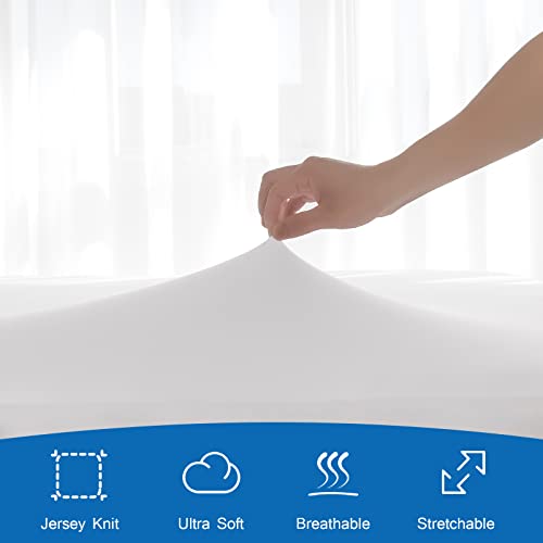 Coldwind Twin Fitted Sheet Only, Twin Size Sheets for Kids Up to 12 Inches Deep Procket, Single Bed Mattress Sheets Stretchable Breathable Cover for Air Mattress, White - Image 2