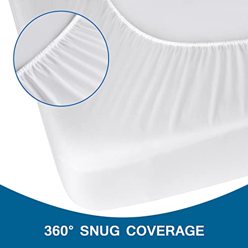 Coldwind Twin Fitted Sheet Only, Twin Size Sheets for Kids Up to 12 Inches Deep Procket, Single Bed Mattress Sheets Stretchable Breathable Cover for Air Mattress, White - Image 4