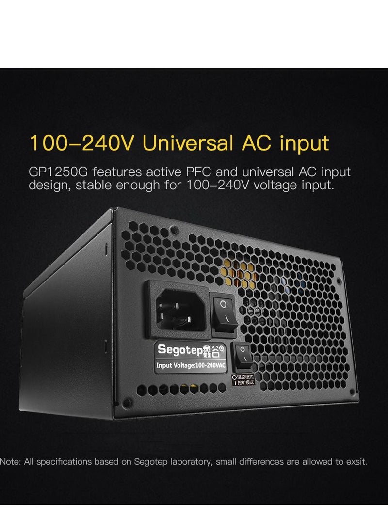 Segotep - Segotep 1250W GP1350G Full Modular ATX PC Computer Mining Power Supply Gaming PSU For AMD Crossfire Active PFC 93.8% Efficiency 80Plus Gold - Image 1