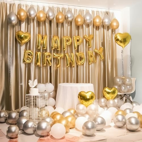 TOYXE Birthday Party Decoration Shiny Chrome Balloons and Letter Foil Balloons Set of 62 Pcs – Metallic Party Balloons Kit for Birthday Celebrations - Image 2