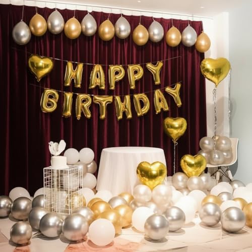 TOYXE Birthday Party Decoration Shiny Chrome Balloons and Letter Foil Balloons Set of 62 Pcs – Metallic Party Balloons Kit for Birthday Celebrations - Image 1
