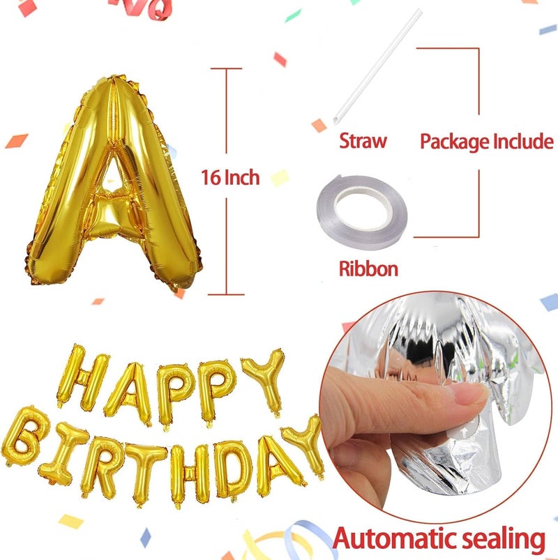 TOYXE Birthday Party Decoration Shiny Chrome Balloons and Letter Foil Balloons Set of 62 Pcs – Metallic Party Balloons Kit for Birthday Celebrations - Image 4