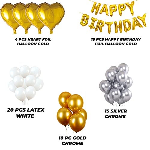 TOYXE Birthday Party Decoration Shiny Chrome Balloons and Letter Foil Balloons Set of 62 Pcs – Metallic Party Balloons Kit for Birthday Celebrations - Image 3