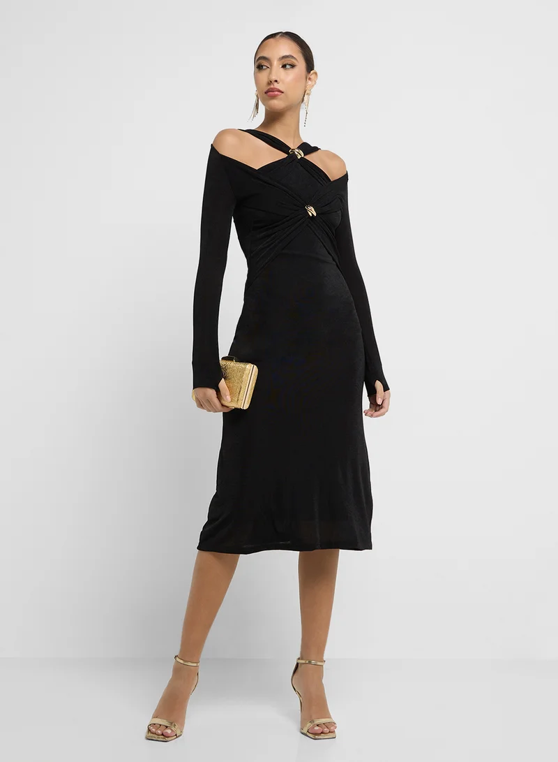 Ginger Twist-Front Midi Dress