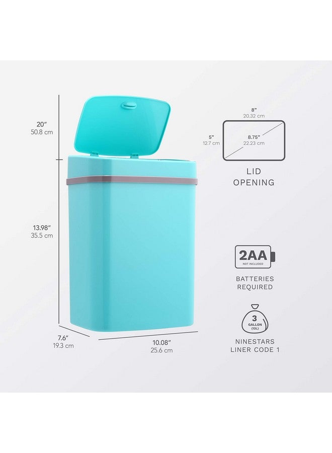 نينستارز ناين ستارز، 3 جالون، أزرق مخضر، DZT-12-5TB، سلة مهملات أوتوماتيكية بدون لمس مزودة بمستشعر حركة بالأشعة تحت الحمراء، 12 لتر، بلاستيك ABS (مستطيلة، سلة مهملات)  - Image 4