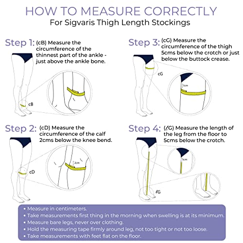 SIGVARIS Medical Compression Stockings - Cotton - Class 2 - Thigh length - For Men and Women (S - Long) - Image 4