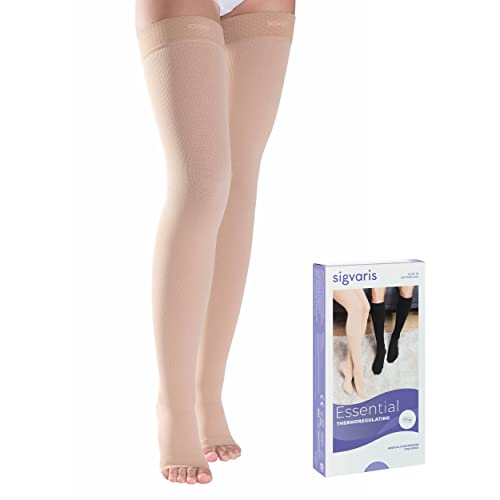 SIGVARIS Medical Compression Stockings - Cotton - Class 2 - Thigh length - For Men and Women (S - Long) - Image 1