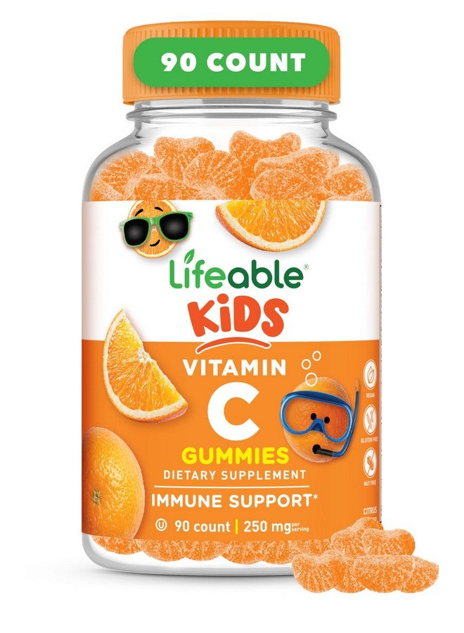 Lifeable Kids Vitamin C Gummies | 250mg | Great Tasting VIT C | Vegan GMO-Free Vitamin C Chewable | for Immune Support | 90 Gummies - Image 1