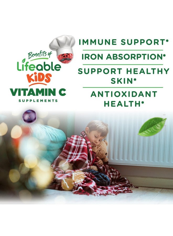 Lifeable Kids Vitamin C Gummies | 250mg | Great Tasting VIT C | Vegan GMO-Free Vitamin C Chewable | for Immune Support | 90 Gummies - Image 3