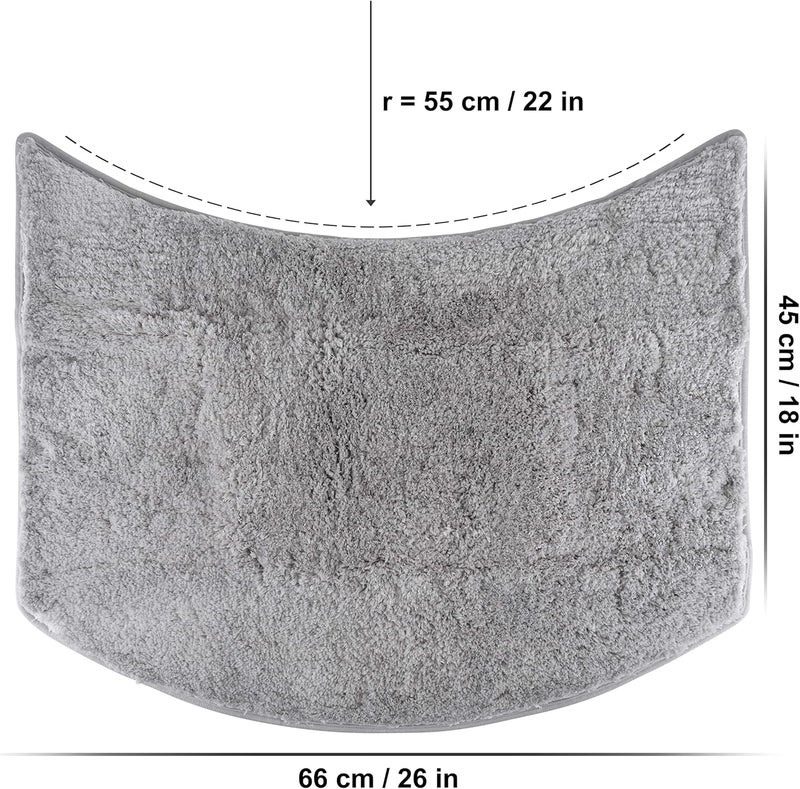 FLUFFY Bath Mat for Round Showers, Made of Microfiber, with Non-Slip Bottom (Small Curve | Shower Radius 21 5/8 inch, Gray) - Image 3