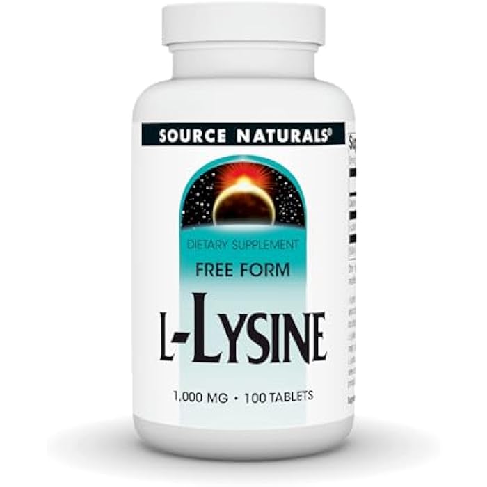Source Naturals سورس ناتشورالز L-لايسين فري فورم، 1,000 ملغ - مكمل حمض أميني يدعم تكوين الطاقة والكولاجين* - 100 قرص - Image 1