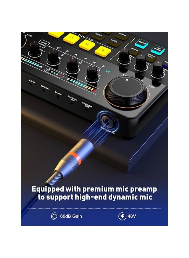 Professional Audio Mixer, SINWE Live Sound Card and Audio Interface with DJ Mixer Effects and Voice Changer,Podcast Production Studio Equipment, Prefect for Streaming/Podcasting/Gaming  - Image 5
