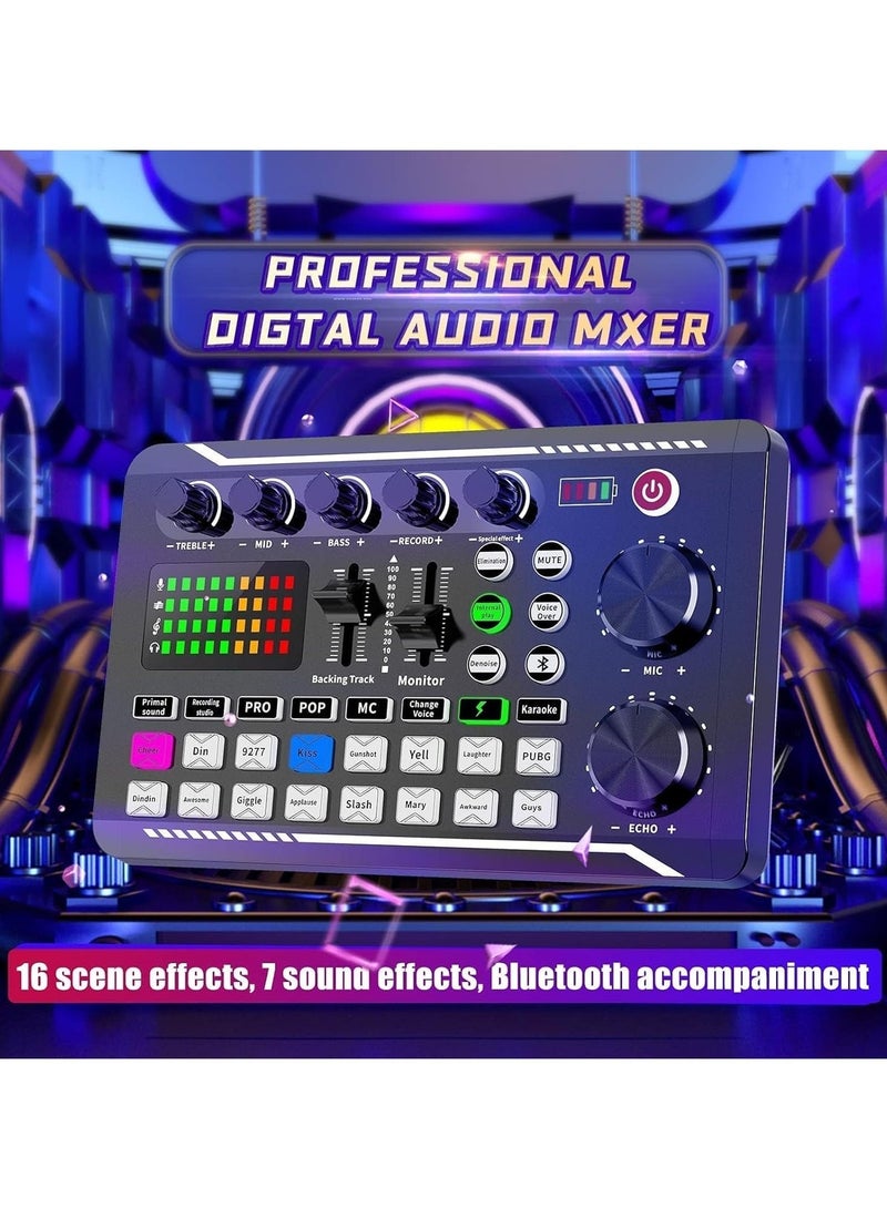 خلاط صوت احترافي، بطاقة صوت حية من SINWE وواجهة صوتية مع تأثيرات خلاط دي جي ومغير صوت، معدات استوديو إنتاج بودكاست، مثالية للبث المباشر/البودكاست/الألعاب - Image 2