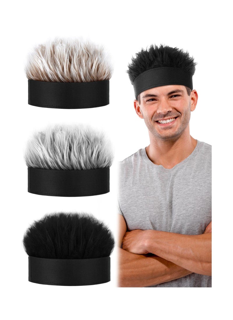 3 Pcs Men's Novelty Spiked Hair Hats, Adjustable Wig Visor Caps, Funny Golf Visors, Unique Wig Baseball Hats for Men and Women, Perfect Gift for Golfers and Fun Lovers. - Image 1