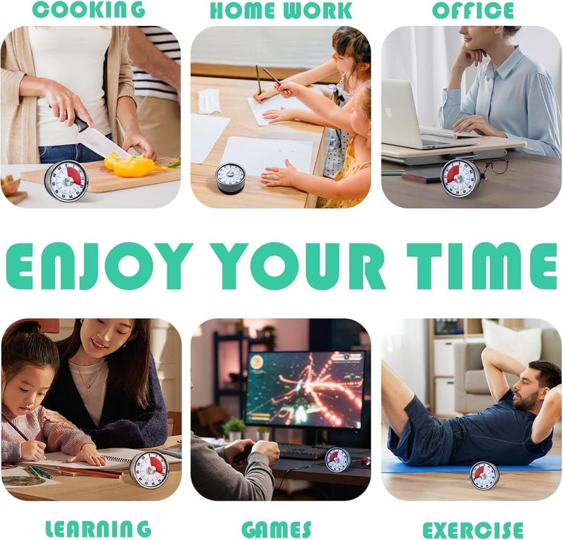 CLOUDTAB 60Minute Stainless Steel Magnetic Mechanical Timer 360 Rotary Countdown Timer for Kitchen Office Classroom Fitness Baking Studying with Alarm Multicolor - Image 5