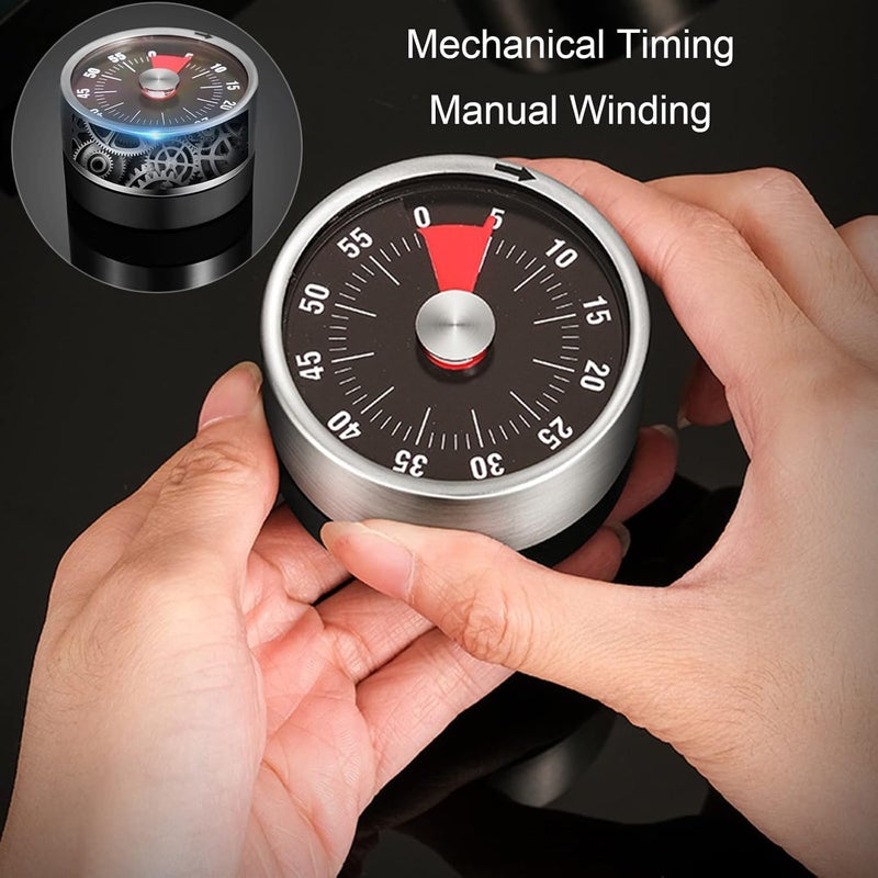 CLOUDTAB 60Minute Stainless Steel Magnetic Mechanical Timer 360 Rotary Countdown Timer for Kitchen Office Classroom Fitness Baking Studying with Alarm Multicolor - Image 4