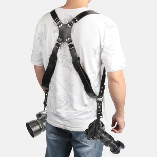 Kasla Camera Strap, Camera Straps for Photographers, Leather Dual Camera Strap for Two DSLR/SLR Cameras (Black) - Image 5