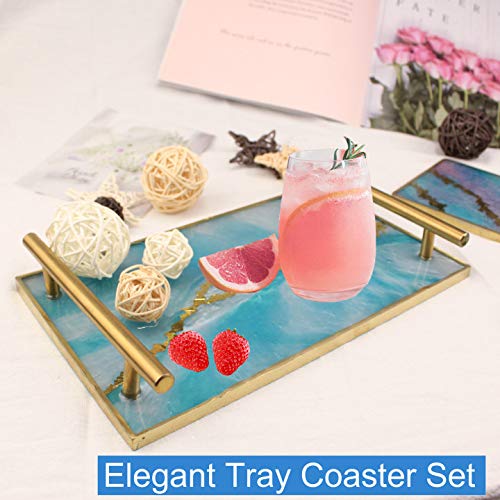 RESINWORLD Resin Tray Mold, 1Pc Thick Rectangle Tray Mold with 4 Pack Square Coaster Molds, Shiny Flat Edge Coaster Tray Silicone Mold for Resin Casting - Image 4