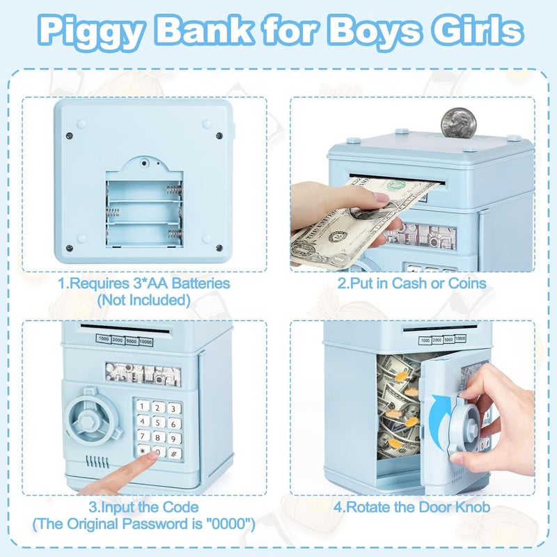 Refasy Piggy Bank Cash Coin Can ATM Bank Electronic Coin Money Bank for Kids Age 3-12, Money Savings Box Mini ATM Coin Bank Toys Gifts for 3 4 5 6 7 8 9 10 11 12 Year Old Boys Girls - Image 4