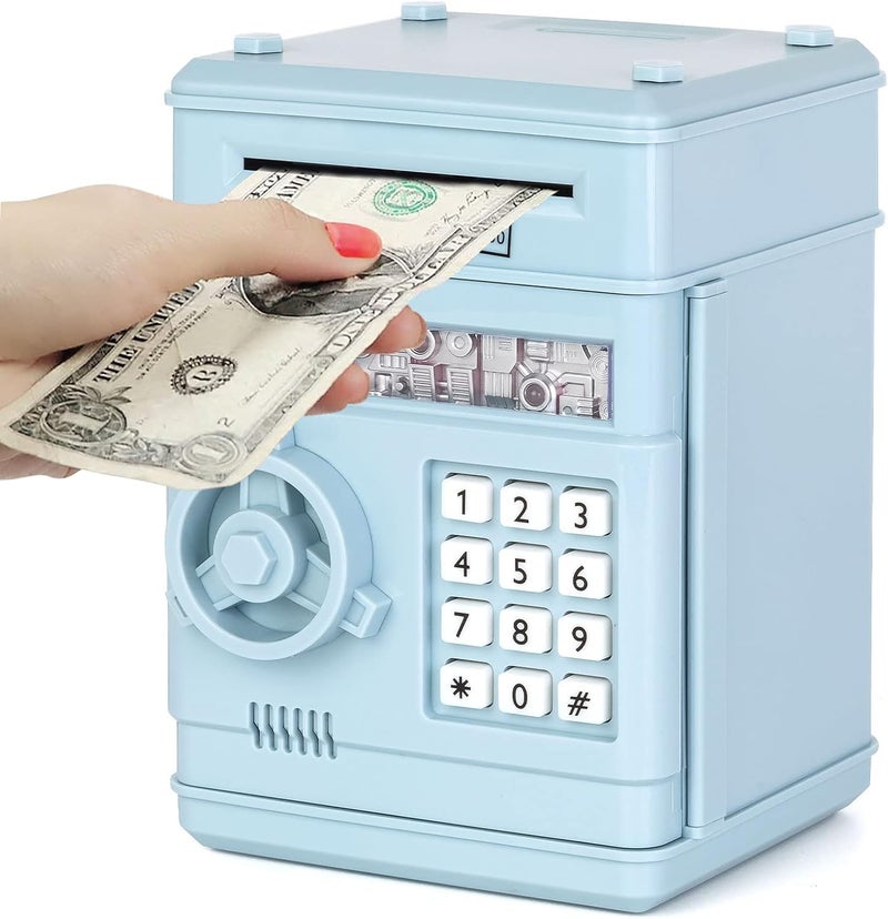 Refasy Piggy Bank Cash Coin Can ATM Bank Electronic Coin Money Bank for Kids Age 3-12, Money Savings Box Mini ATM Coin Bank Toys Gifts for 3 4 5 6 7 8 9 10 11 12 Year Old Boys Girls - Image 1