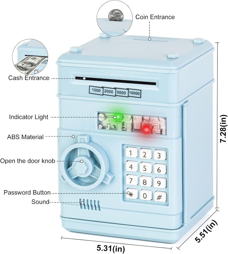 Refasy Piggy Bank Cash Coin Can ATM Bank Electronic Coin Money Bank for Kids Age 3-12, Money Savings Box Mini ATM Coin Bank Toys Gifts for 3 4 5 6 7 8 9 10 11 12 Year Old Boys Girls - Image 3