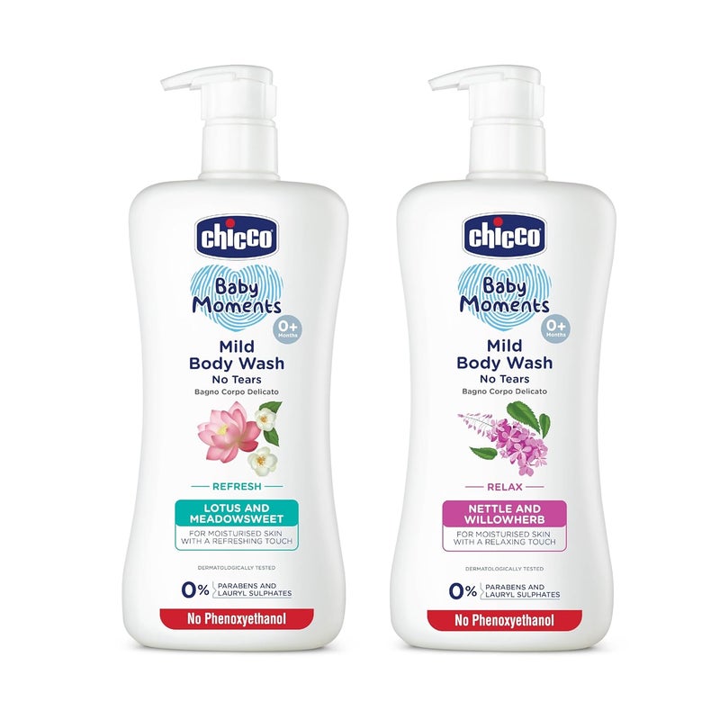 Chicco Mild Body Wash Set - Refresh & Relax (2 x 500ml Bottles) - Image 1