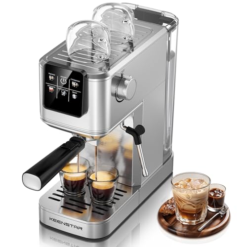 KEENSTAR 20Bar Espresso Machine with Rapid Cold Brew, Hot & Iced Coffee Makers, Stainless Steel Espresso Maker with Milk Frother Steam Wand, Touch Screen with Water Tank for Latte, Cappuccino, Gift - Image 1