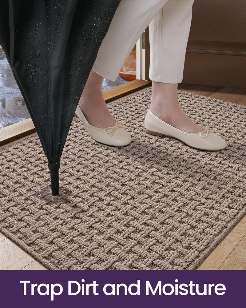 DEXI Front Entryway Door Mat Non Slip 32x48, Washable Entry Way Mats Inside Entrance Low Profile, Welcome Doormat Dirt Trapper for House Floor Home Porter Hall Backdoor Area, Light Taupe - Image 5