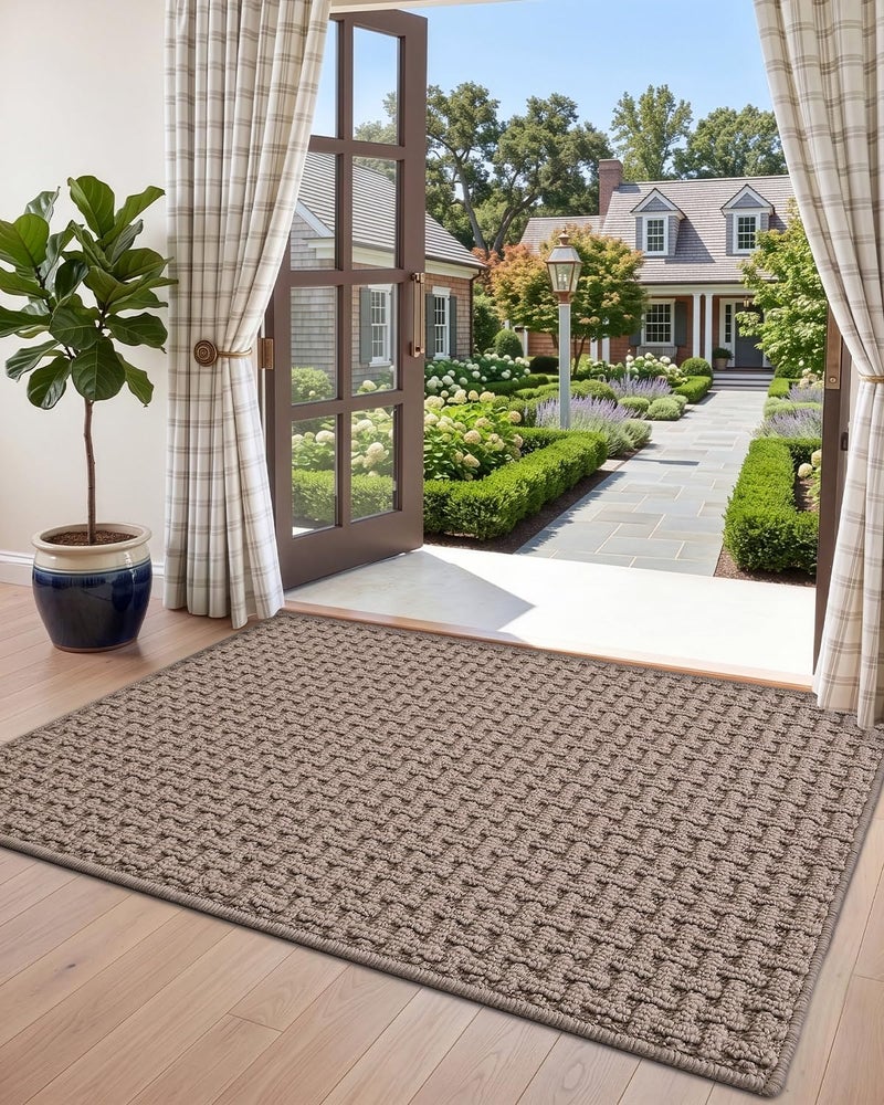 DEXI Front Entryway Door Mat Non Slip 32x48, Washable Entry Way Mats Inside Entrance Low Profile, Welcome Doormat Dirt Trapper for House Floor Home Porter Hall Backdoor Area, Light Taupe - Image 4
