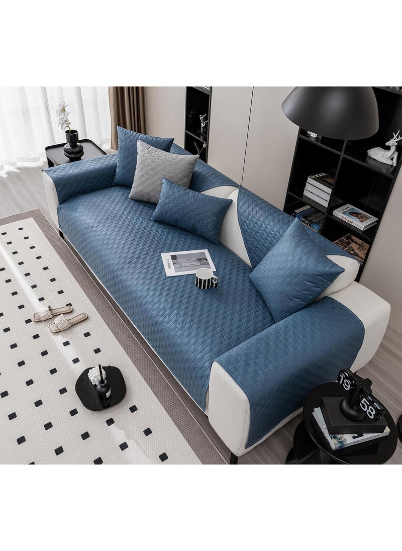 HOUSE OF QUIRK - House of Quirk Luxury Waterproof Sofa Cover 1/2/3/4 Seater Anti-Slip Plaid Sofa Cover Washable Sofa Slipcover Furniture Protector from Pets Replacement Protector (2 pc Armrest Navy, 50x70cm) - Image 1