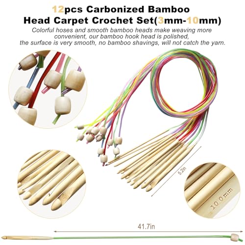 plzzree Tunisian Crochet Hooks Set with Case: 24pcs Tunisian Crochet Bamboo Hooks Set with Cable Afghan Aluminum Hooks Metal Crochet Yarn Extra Long Needles Knitting Tools Supplies - Image 3