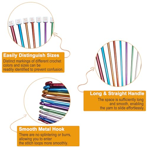 plzzree Tunisian Crochet Hooks Set with Case: 24pcs Tunisian Crochet Bamboo Hooks Set with Cable Afghan Aluminum Hooks Metal Crochet Yarn Extra Long Needles Knitting Tools Supplies - Image 5
